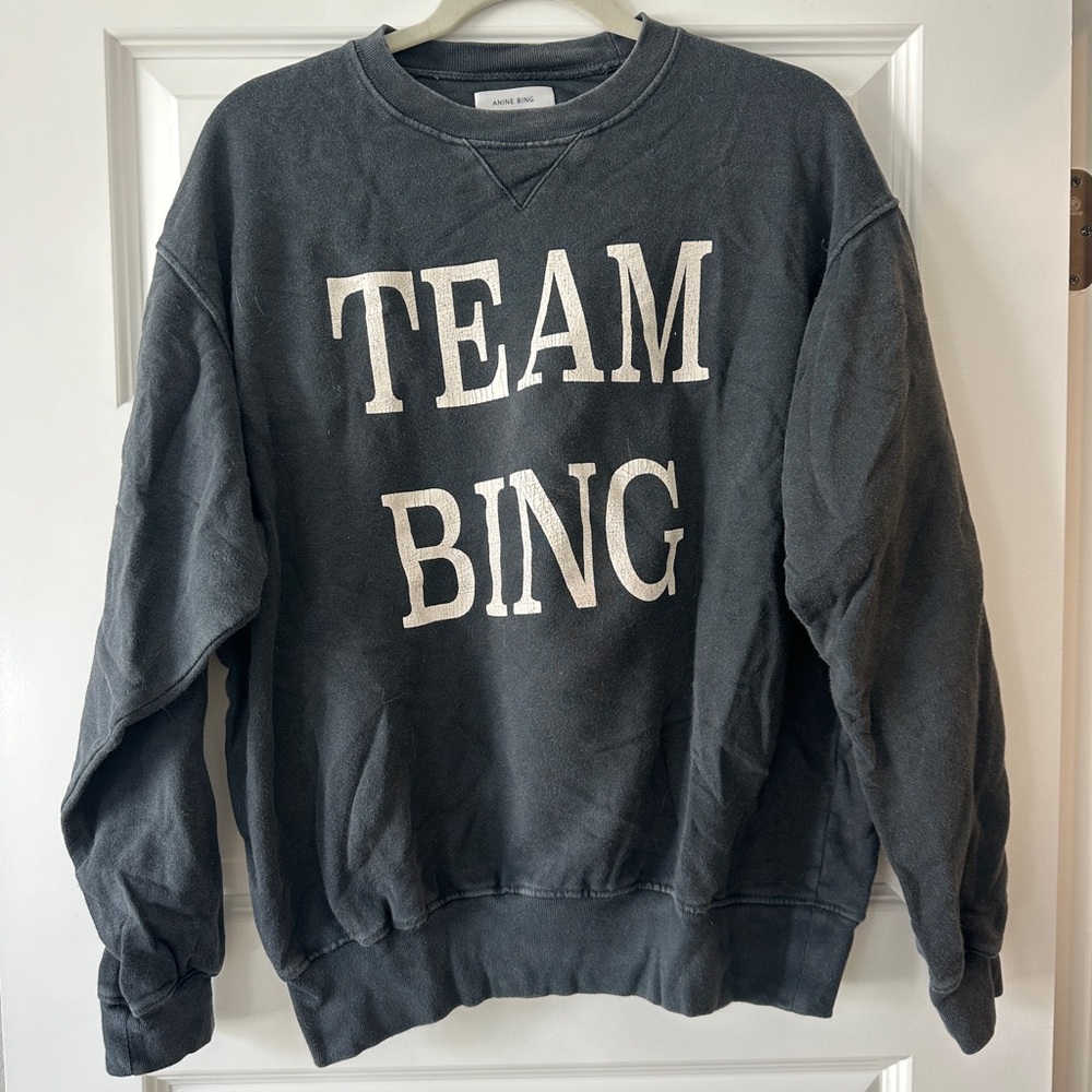 ANINE BING Team Bing Crewneck in Washed Black